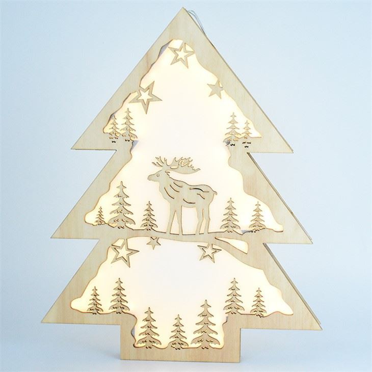 40CM WOODEN LIGHT UP CHRISTMAS TREE