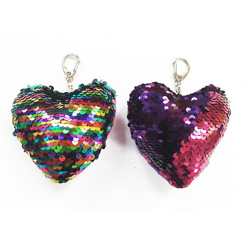 MULTI-COLOR SEQUINS HEART KEY RING