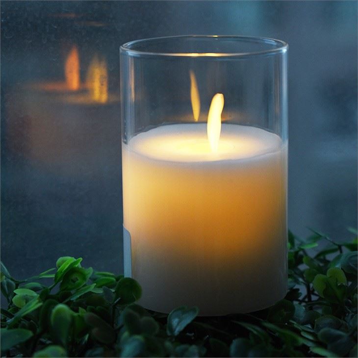 LED WAX CANDLE IN GLASS HOLDER