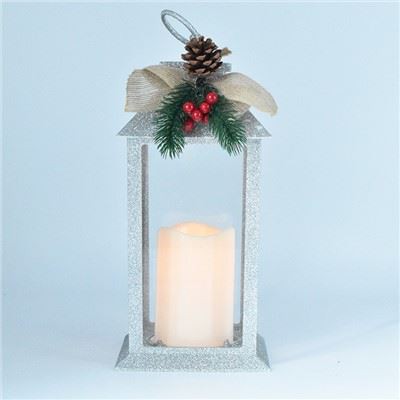 CHRISTMAS GLITTER LANTERN WITH PRINTED ICONS