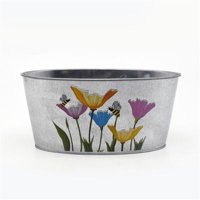 GALVANIZED FLOWER POT