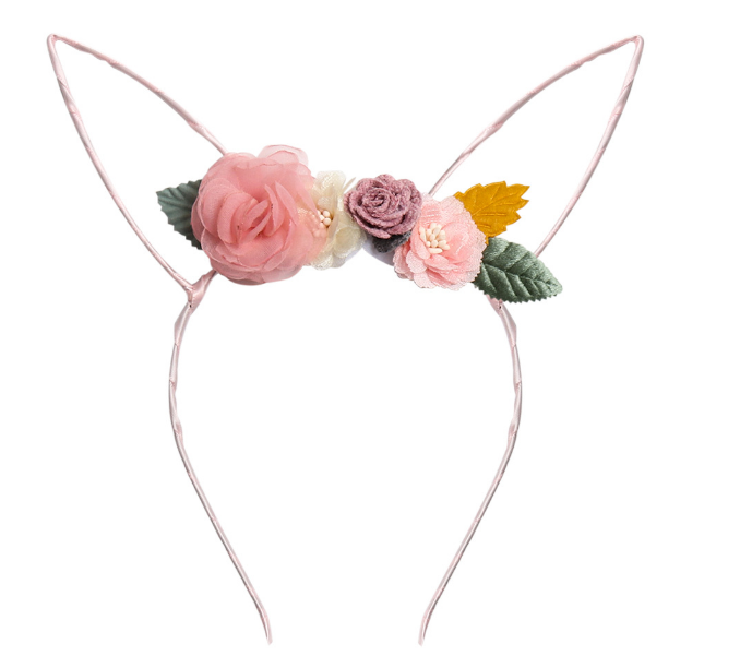 Easter Bunny Ear Flowers Crown Headband