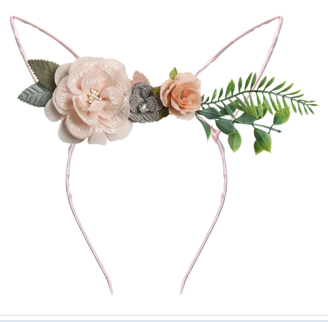 Easter Bunny Ear Flowers Crown Headband