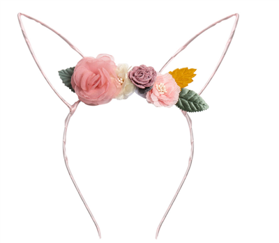 Easter Bunny Ear Flowers Crown Headband