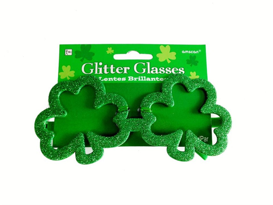 St. Patrick's Day Glasses Glitter Green Sunglasses