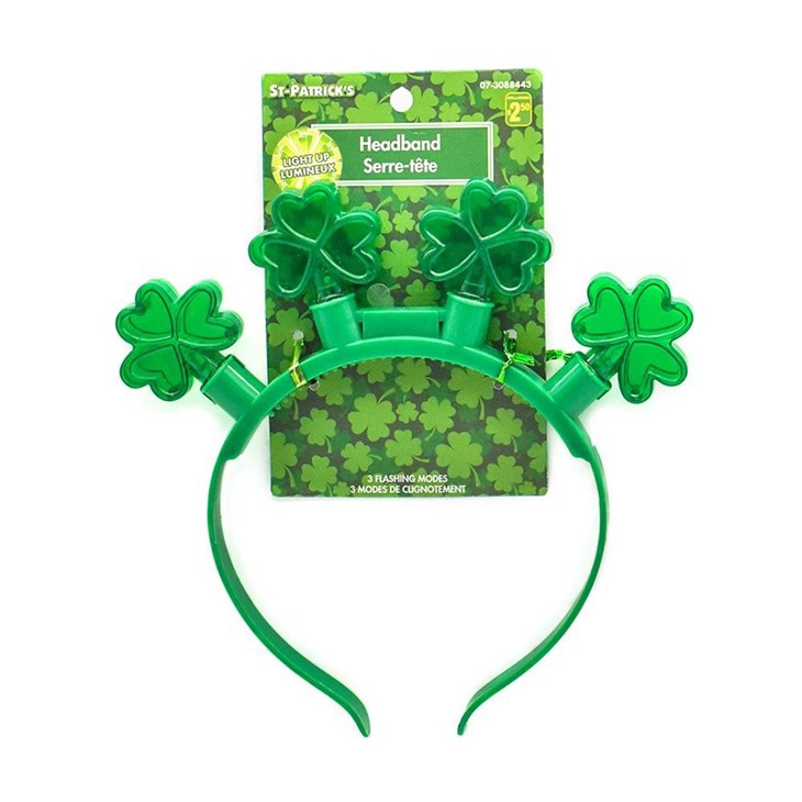 St. Patrick's Day Light Up Headband Green Shamrock